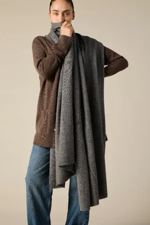 100% Cashmere Wrap in Charcoal Marle Grey