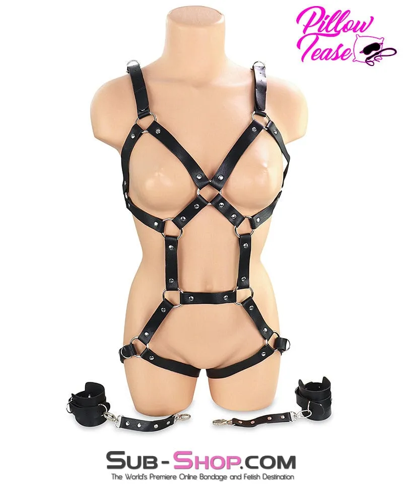 2789DL      Studded Black Strappy Female Bondage Harness