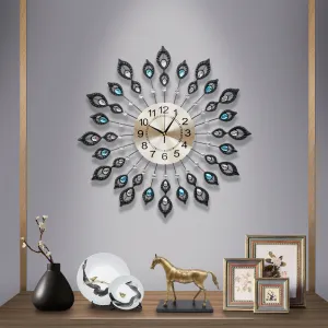 60cm Large Metal Wall Clock, Peacock Style, Artiss