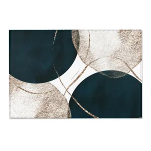 Abstract Boho Area Rug | Navy Blue, Gold Beige Minimalist