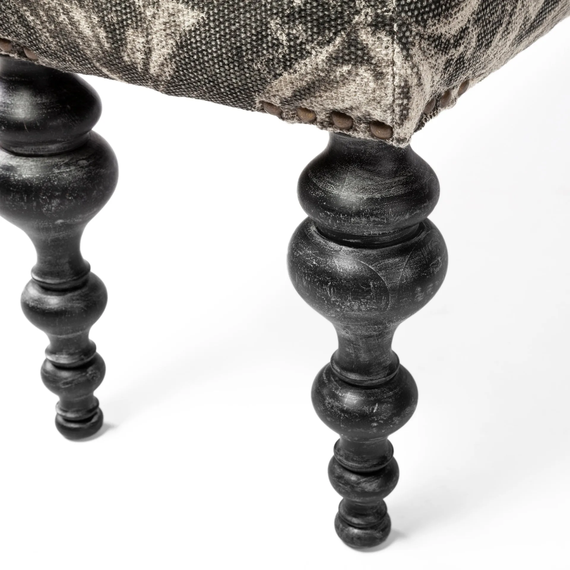 Alhambra Bench Gray Fabric | Black Wood