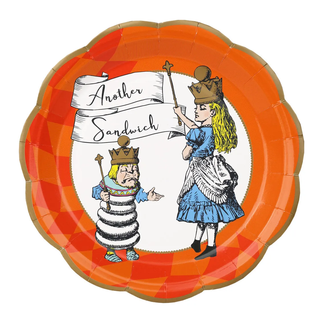 Alice in Wonderland Bright Blue Scalloped Paper Plates - 12 Pack