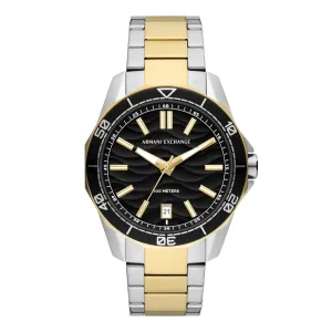 Armani Exchange Dive Inspired Two Tone Black Dial Men's Watch | AX1956