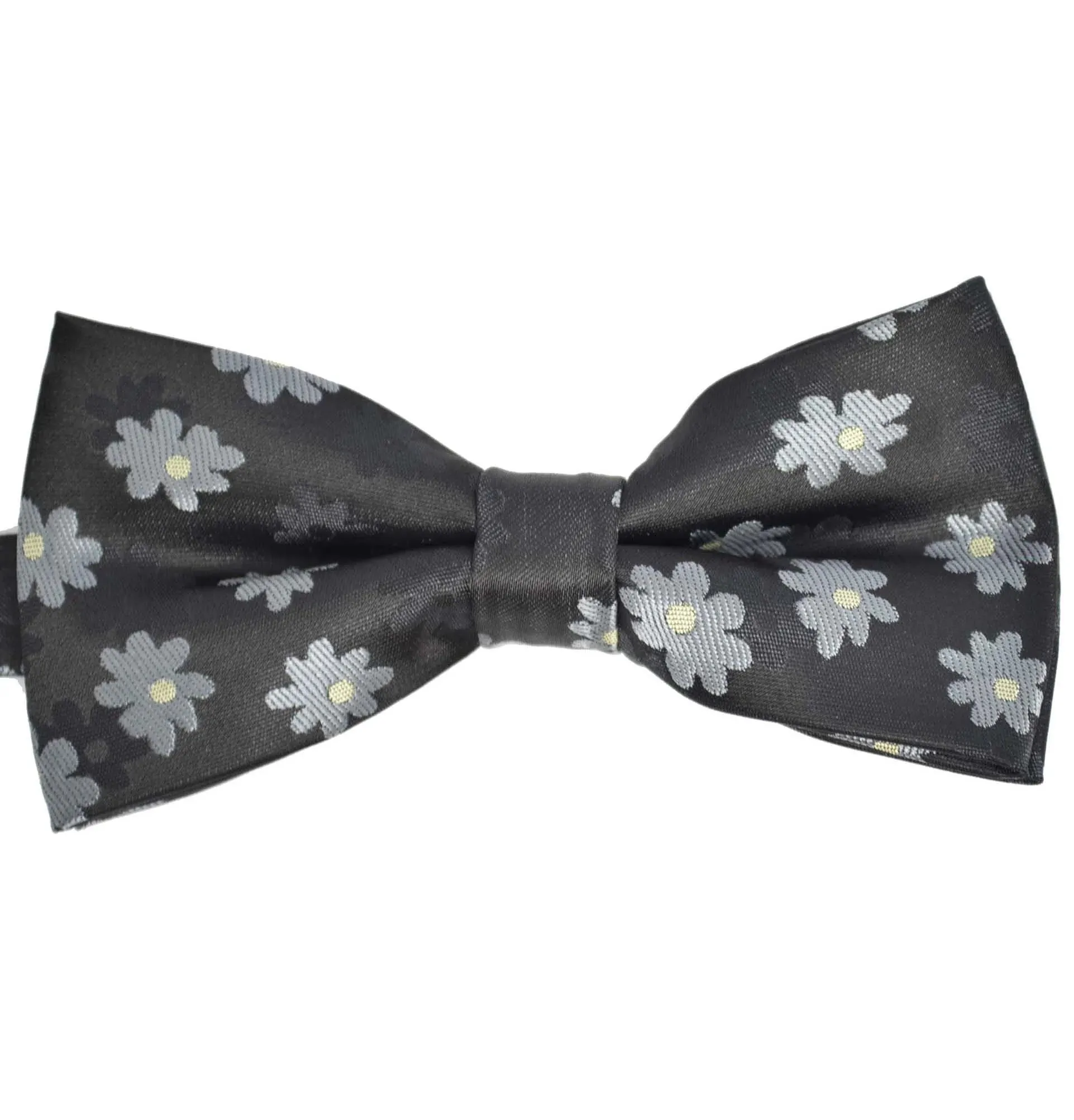 Black Floral Patterned Bow Tie