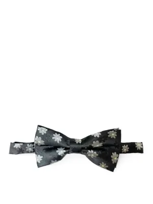 Black Floral Patterned Bow Tie