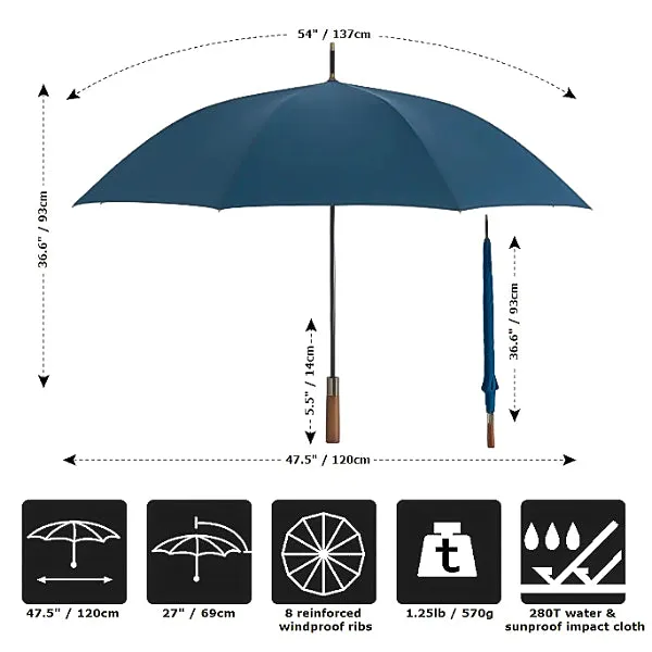 Blue Strong Wooden Umbrella