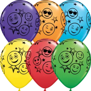 Bright Rainbow Assorted Smiley Stars-6pcs.