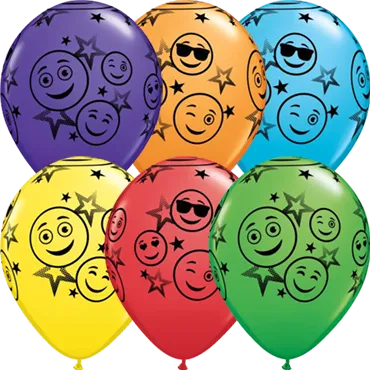 Bright Rainbow Assorted Smiley Stars-6pcs.