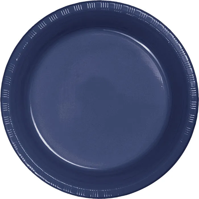 Bulk Navy Plastic Banquet Plates 10.25 inch (240 per Case)