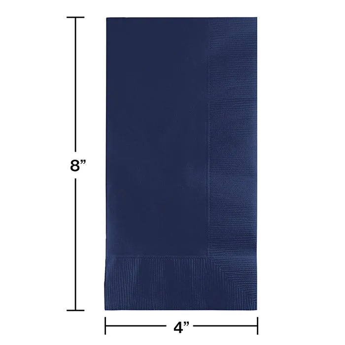 Bulk Pack of 100 Navy Dinner Napkins 2Ply 1/8Fld