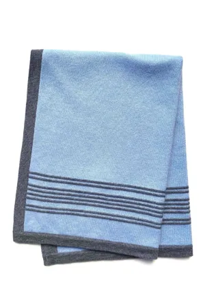 Cashmere baby blanket in blue and grey