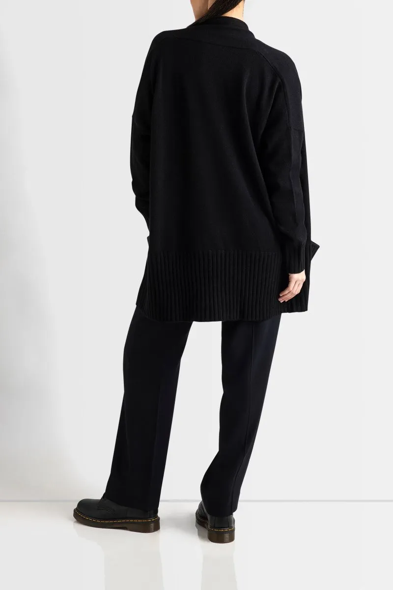 Cashmere Suzanne Draped Cardigan in Black