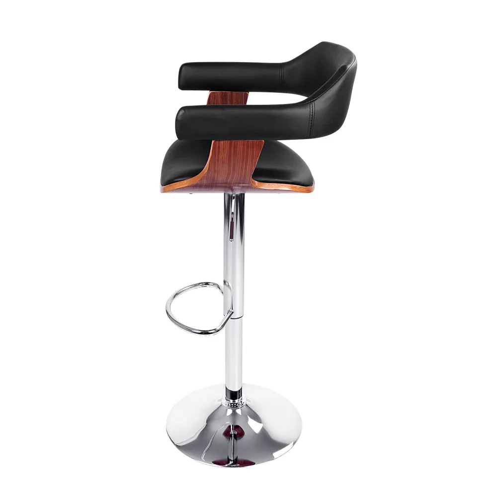 Chrome Gas Lift Leather Swivel Bar Stools w/ Armrest - Artiss