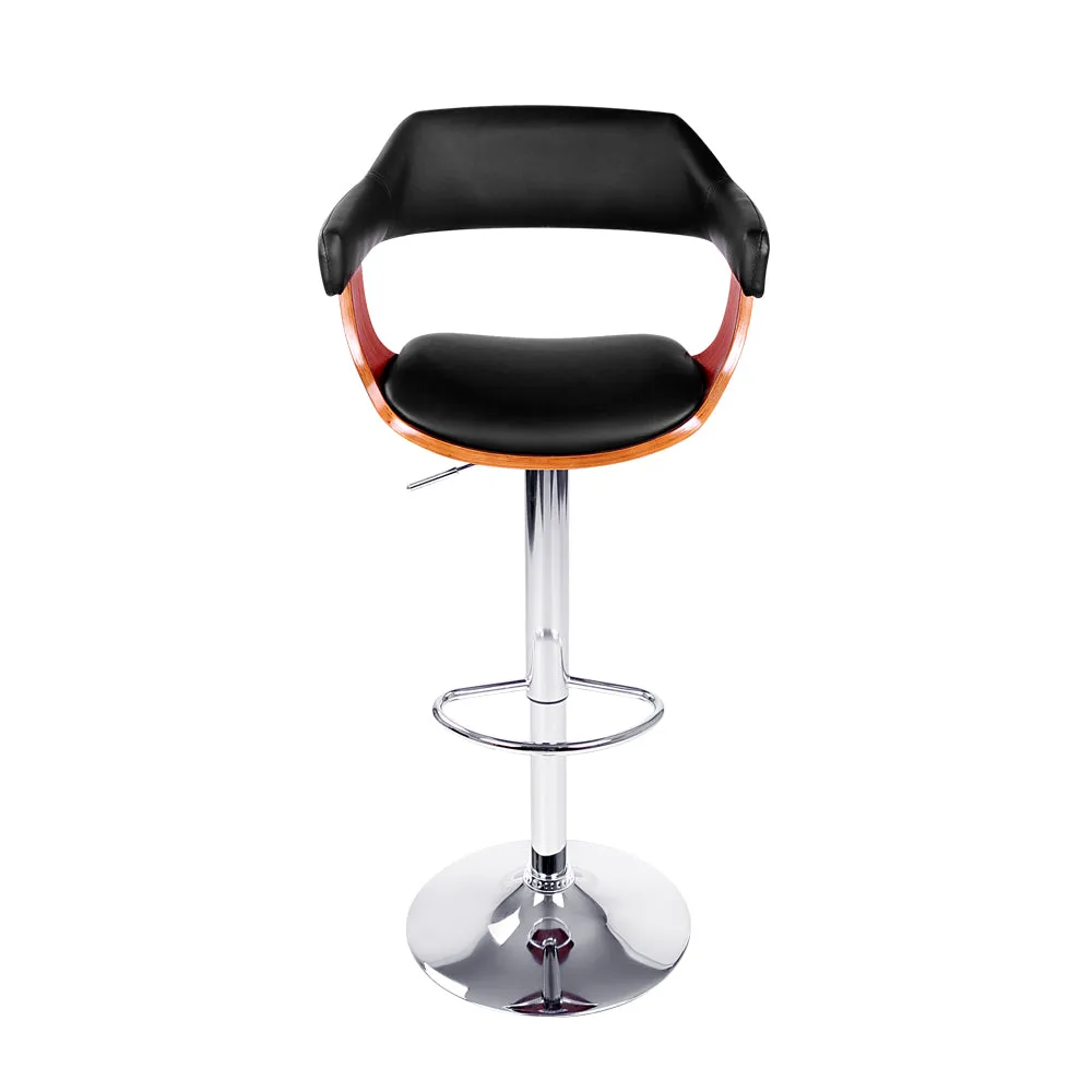 Chrome Gas Lift Leather Swivel Bar Stools w/ Armrest - Artiss