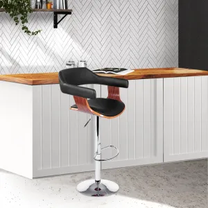 Chrome Gas Lift Leather Swivel Bar Stools w/ Armrest - Artiss