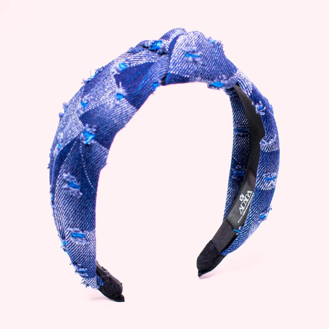 Colorful Denim Knotted Headbands for Women • Sunny Model