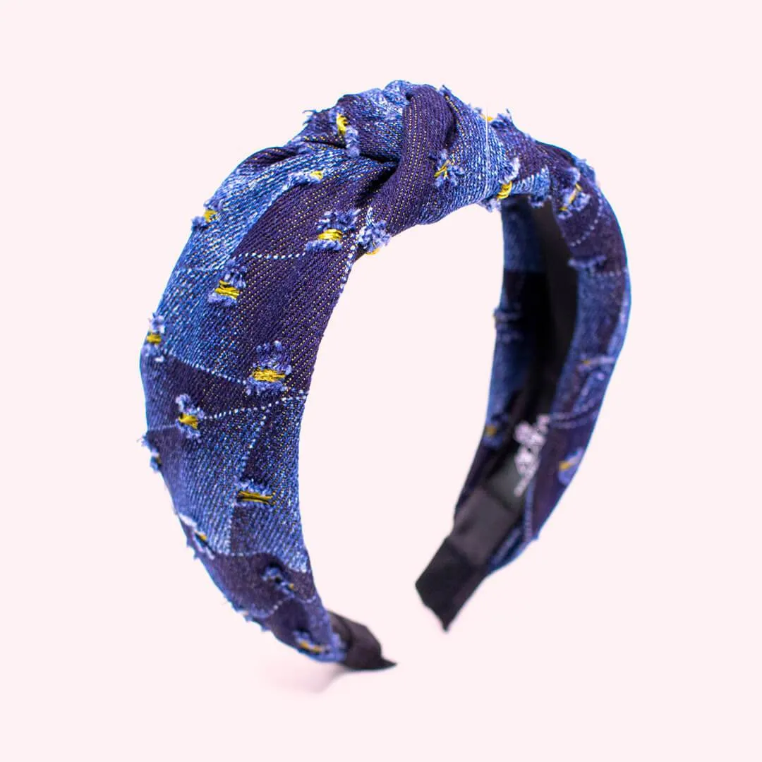 Colorful Denim Knotted Headbands for Women • Sunny Model