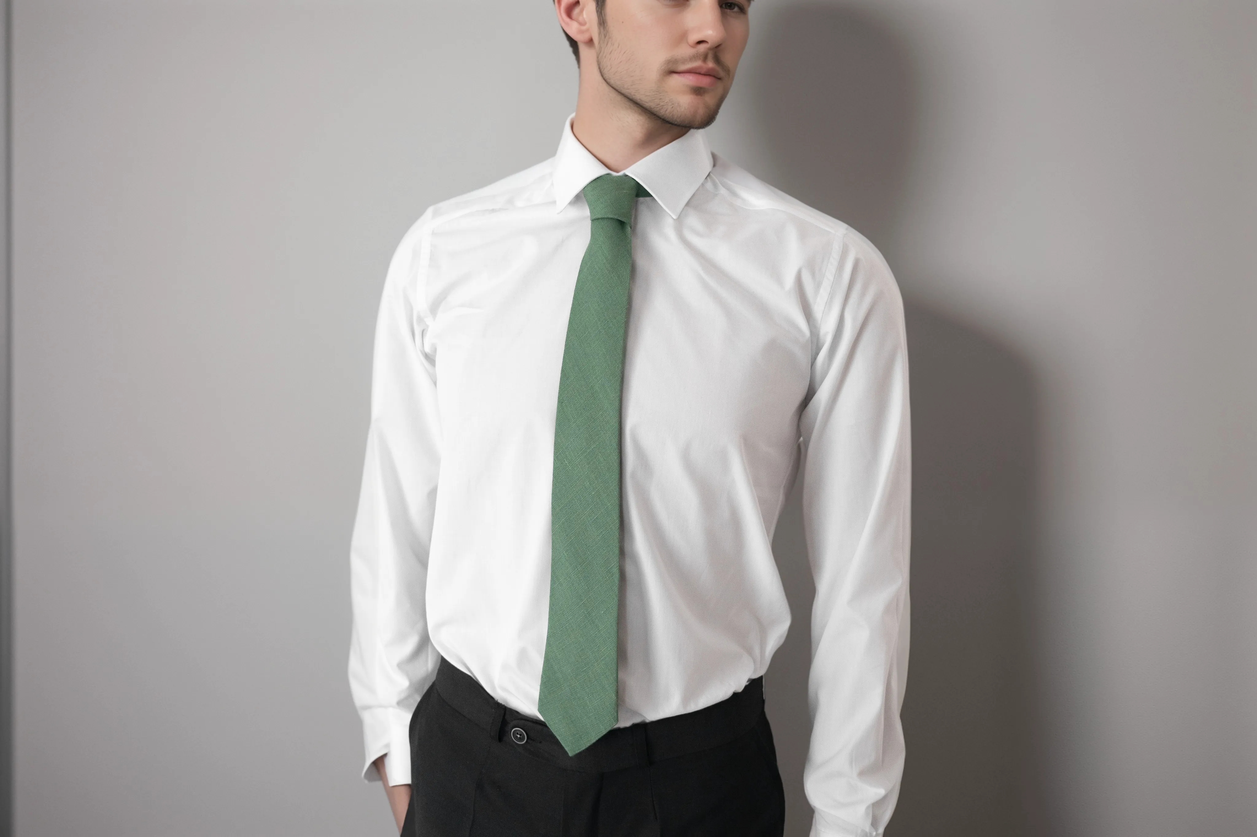 Dark Sage Green Necktie | Perfect for Weddings and Formal Occasions