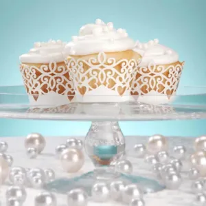 David Tutera Laser Cut Cupcake Wrap White Pearl Finish