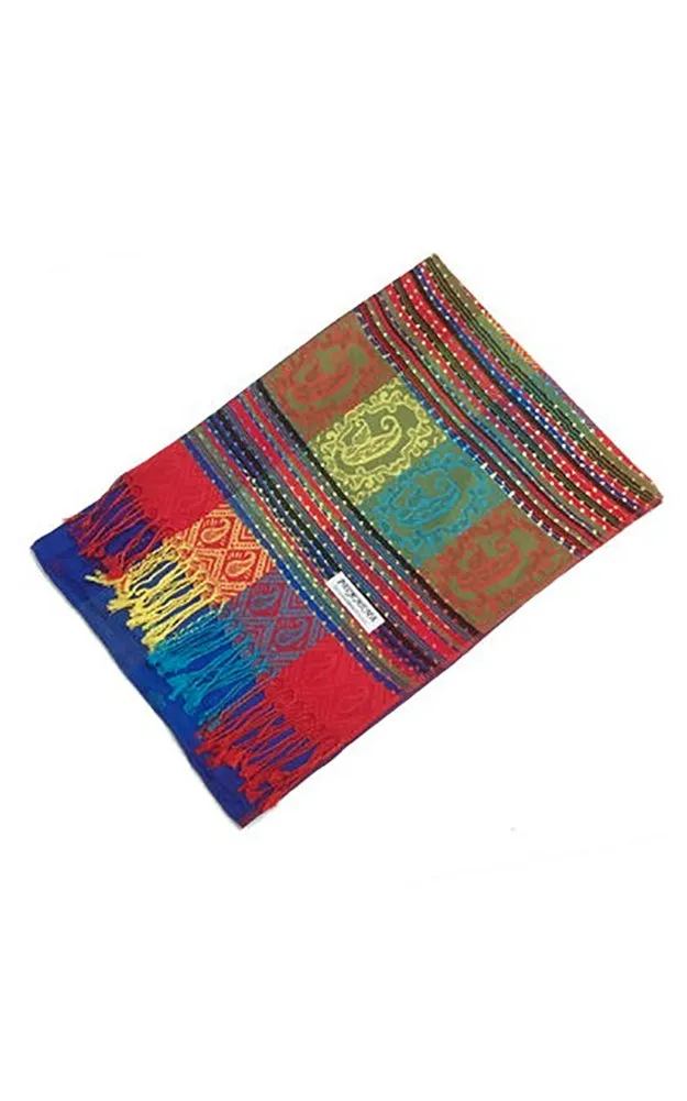 DBS056-2 Royal Blue Rainbow Colorful Pashmina Shawl Scarf