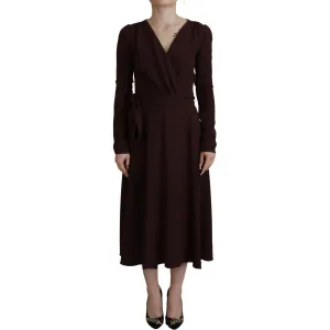 Dolce & Gabbana Elegant Brown Long Sleeve Wrap Dress