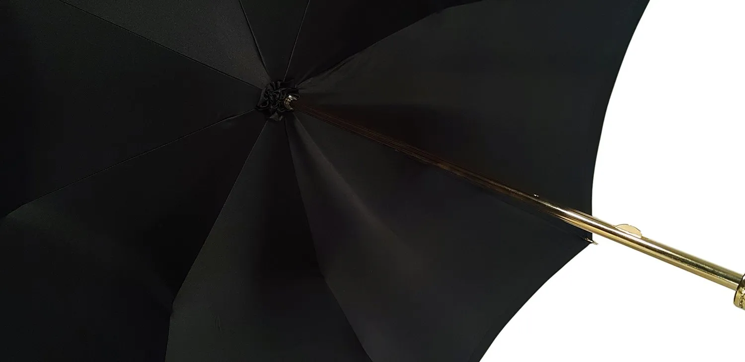 Elegant Umbrella With Double Layer In Black Satin