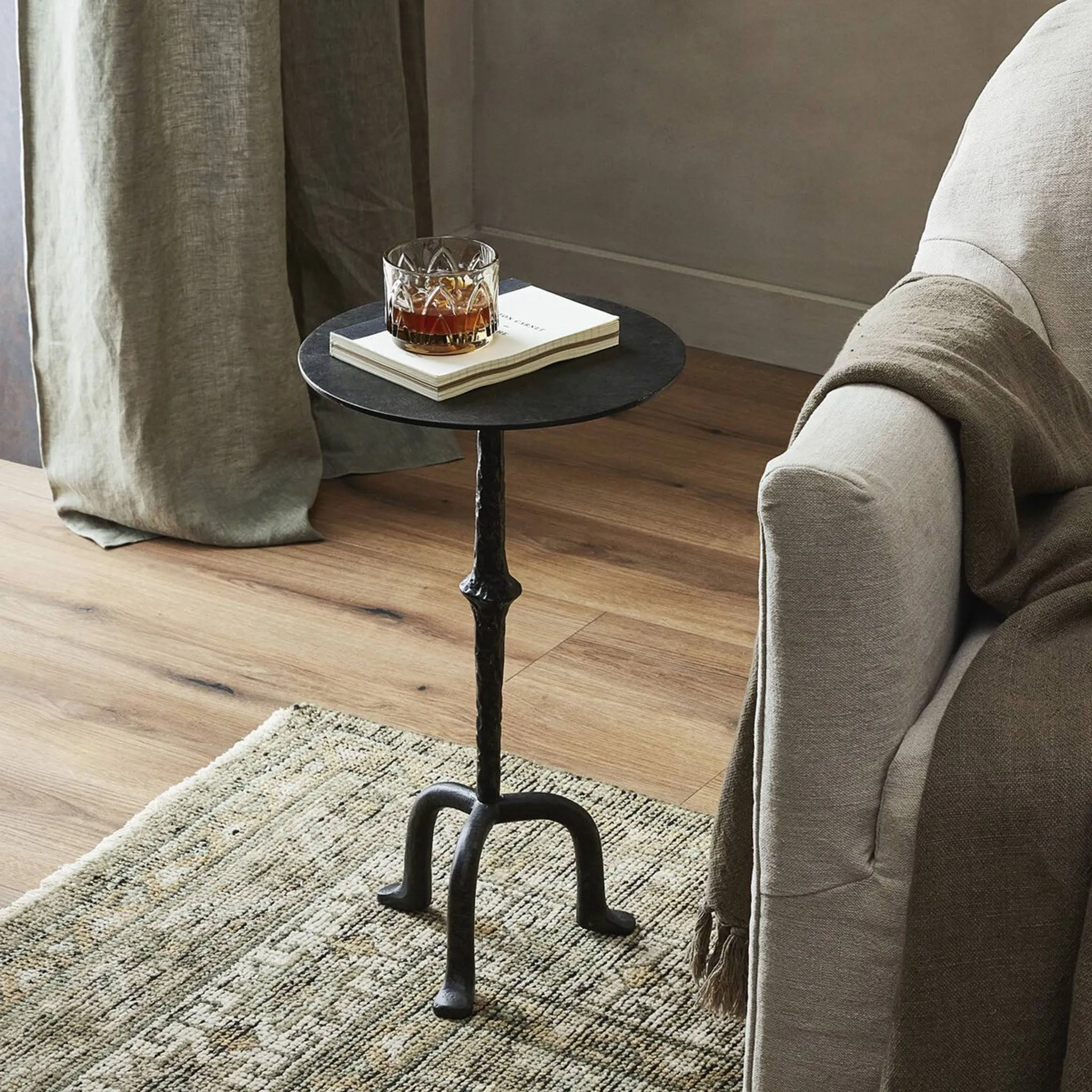 Four Hands Jocelyn End Table Raw Black Iron