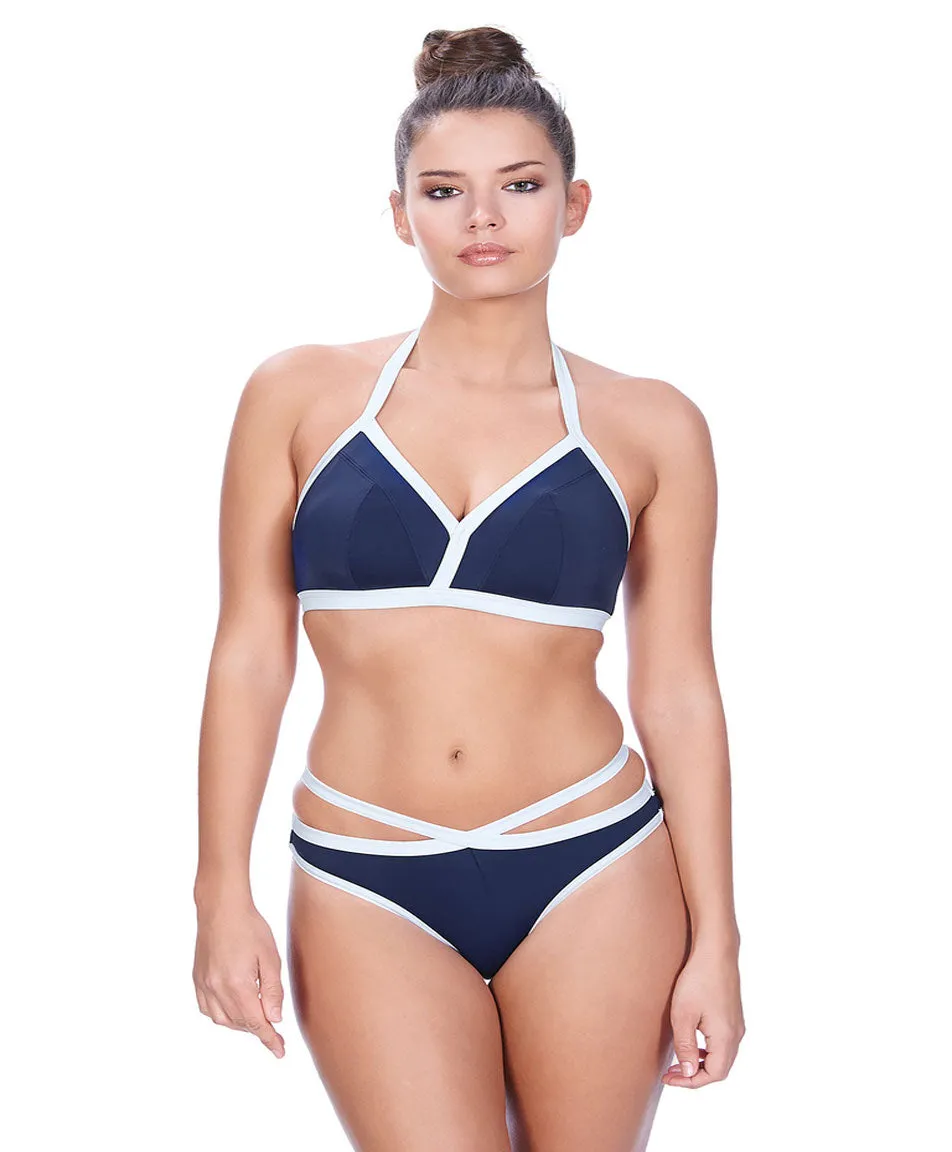 Freya In The Navy Deco Soft Triangle Bikini Top, Marine