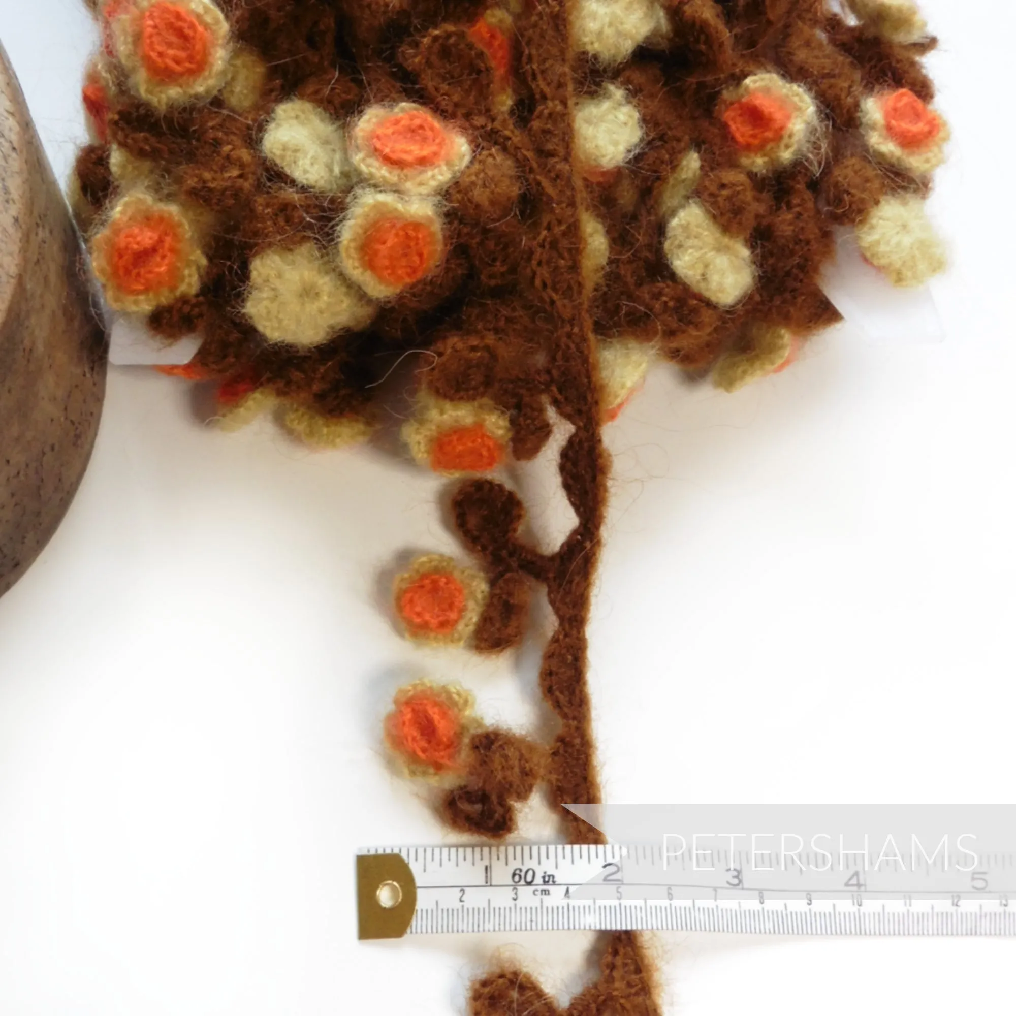 Fuzzy Crochet Flower Fringe Trim - 1m