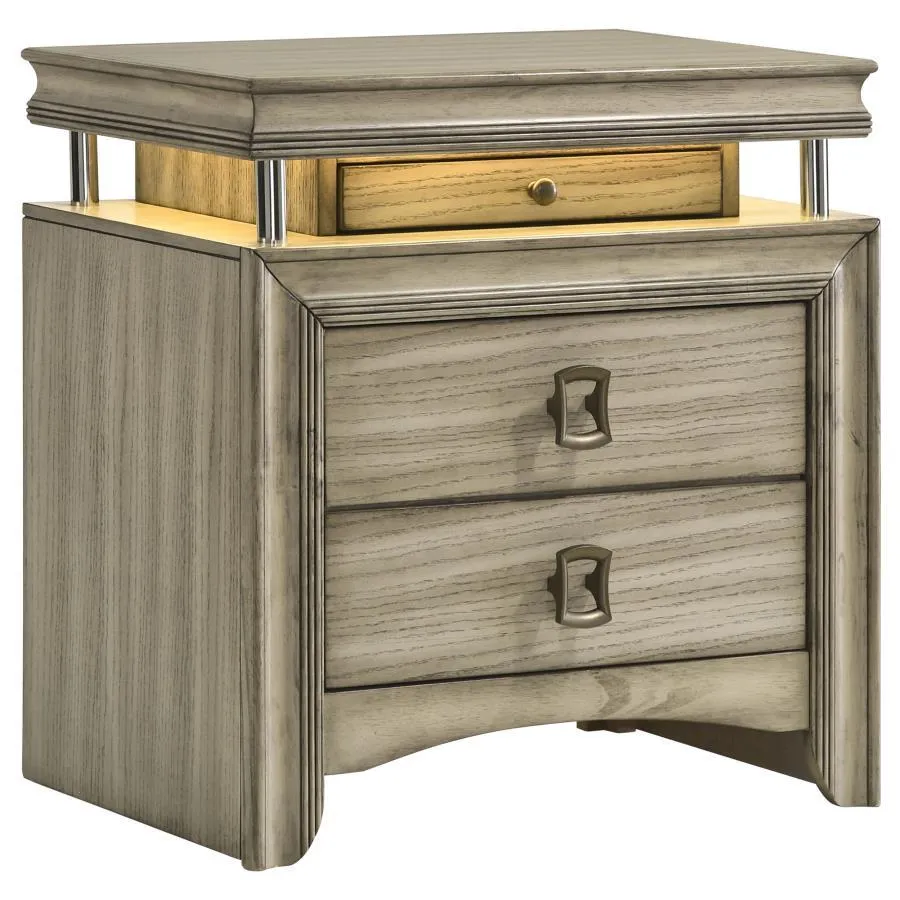 Giselle - 3-Drawer Nightstand - Rustic Beige