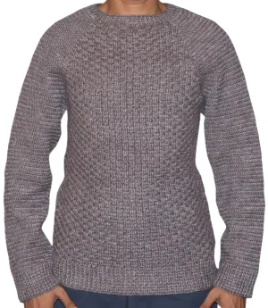 Graminarts Handmade Knitting Fossil Solid Color Long Sleeve Sweater For Men