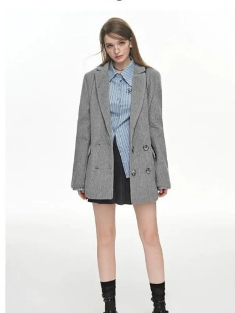 Gray college coat【s0000004050】