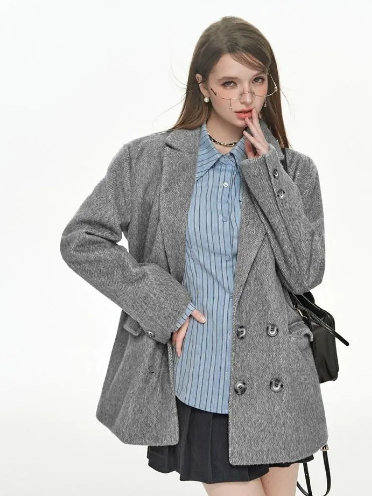 Gray college coat【s0000004050】