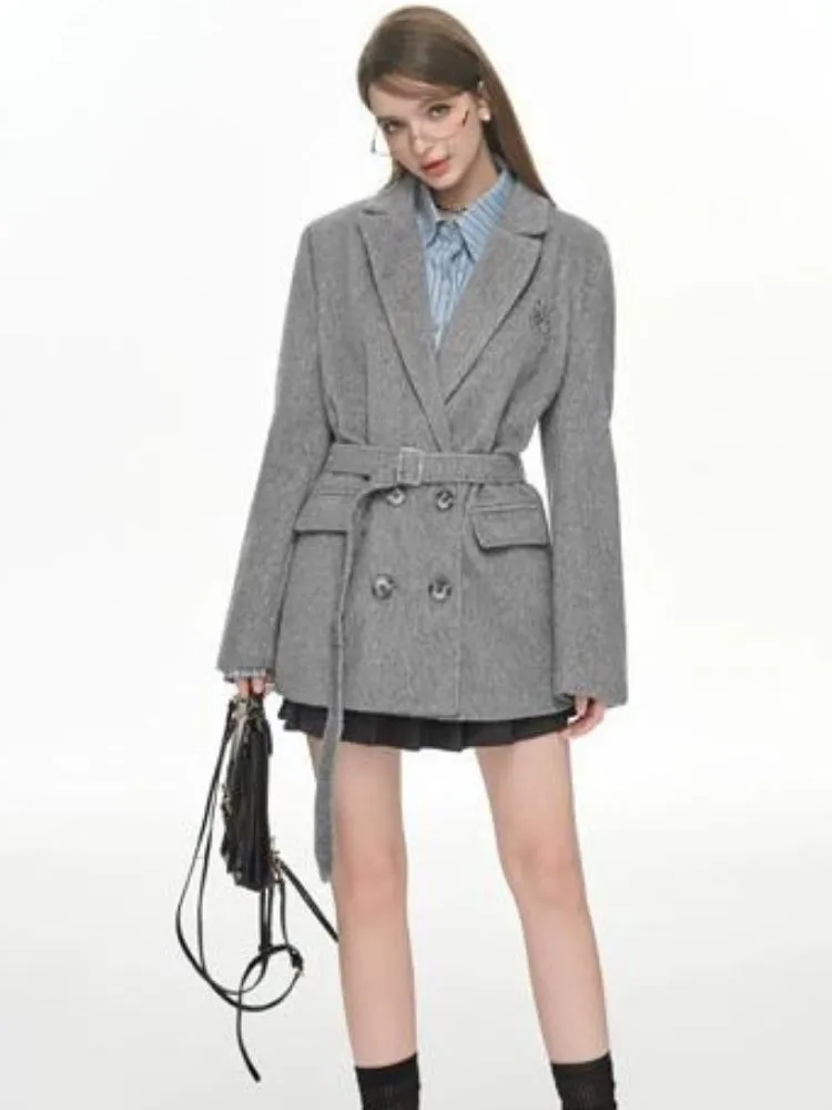 Gray college coat【s0000004050】