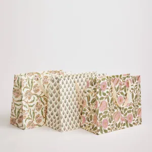 Hand Block Printed Gift Bags Blush - Large