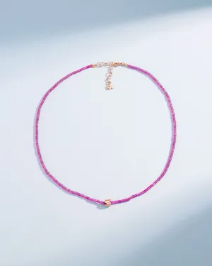 Infinite Beaded Pink Spinel & Mini Golden Rondelle Necklace