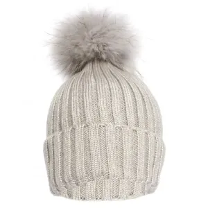 Luxury Silk & Fur Pom Pom Hat - Grey by Jayley