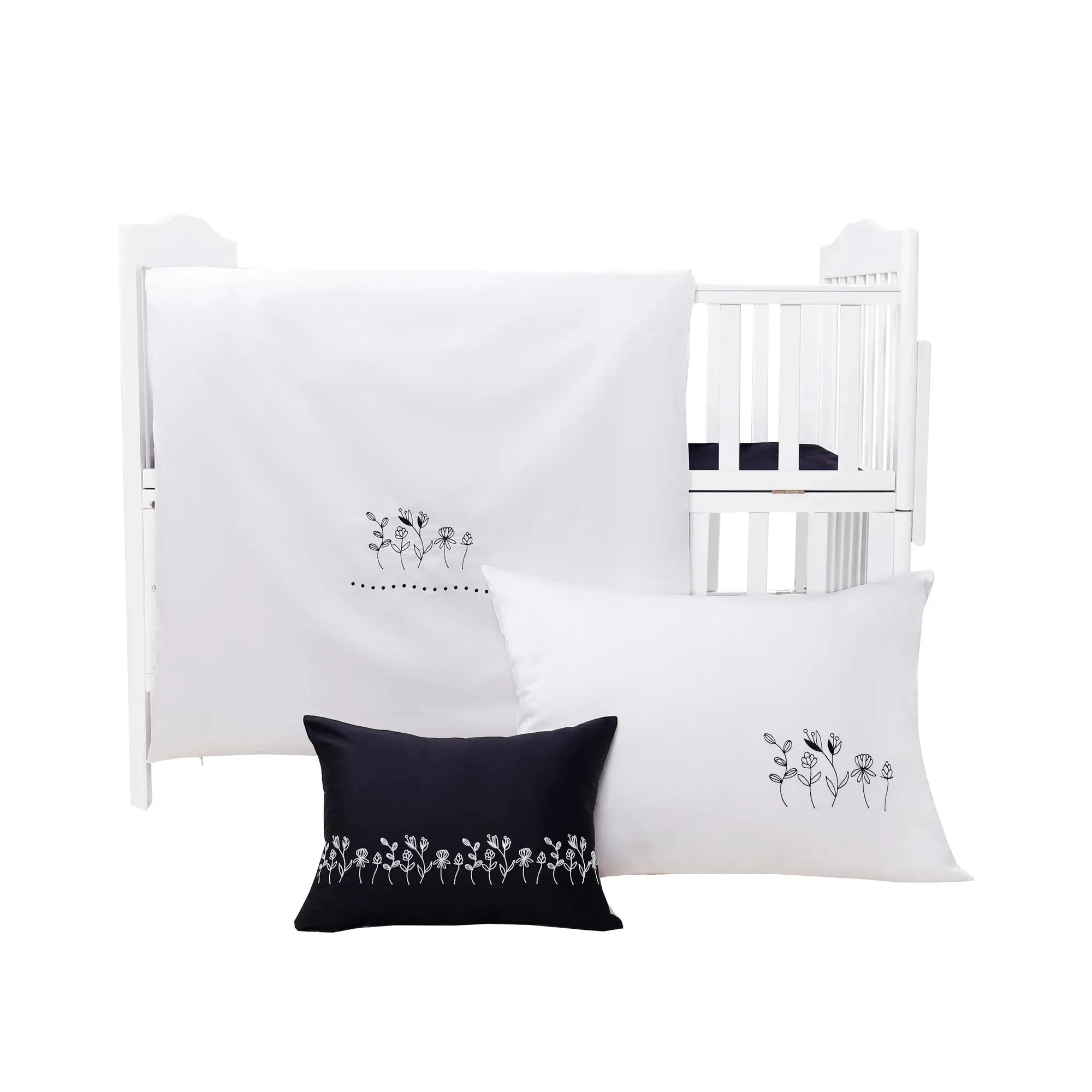 Mini Manilla Baby Solid Signature Crib Set Black/White