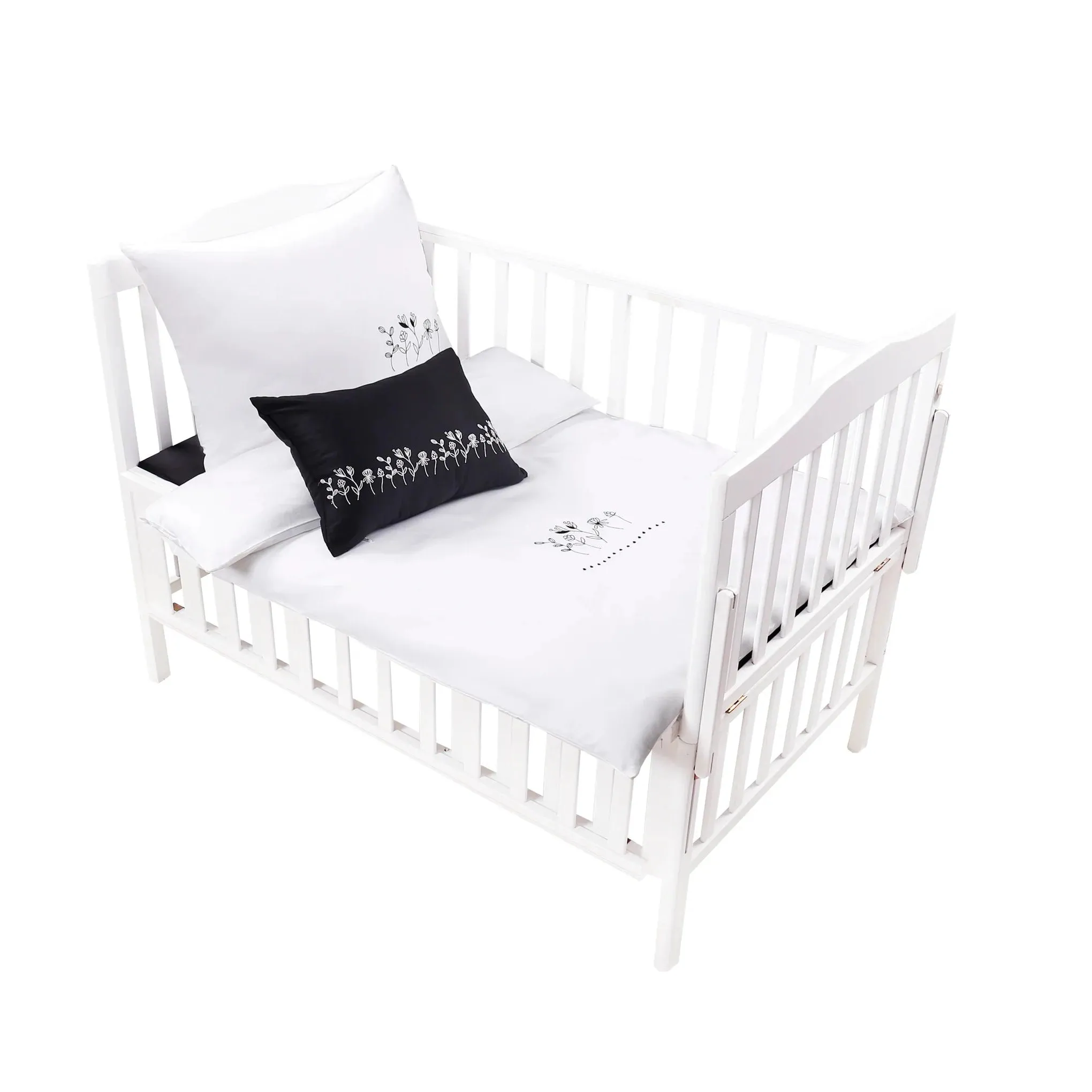 Mini Manilla Baby Solid Signature Crib Set Black/White