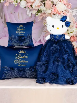 Navy Blue Quinceanera pillows set and Kitty