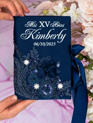 Navy Blue with silver Quinceanera Biblia (English version)