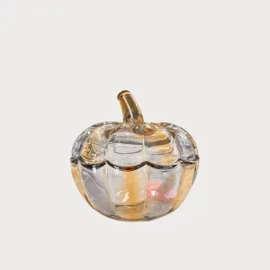 New With Tags Small Glass Two Tone Lidded Pumpkin Jar