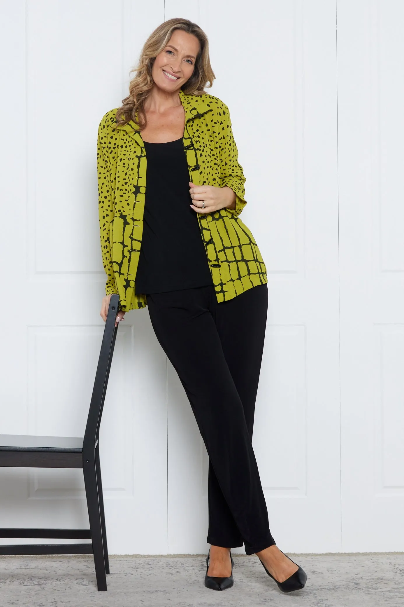 Pebble Splice Shirt - Lime/Black Print