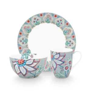 Pip Studio Flower Festival Breakfast Set - Light Blue