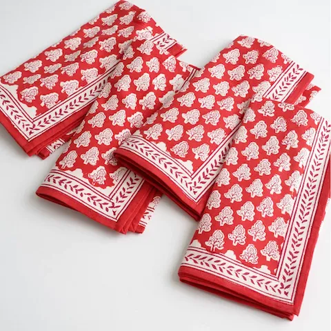 Pom Buti Red Napkins - set/4