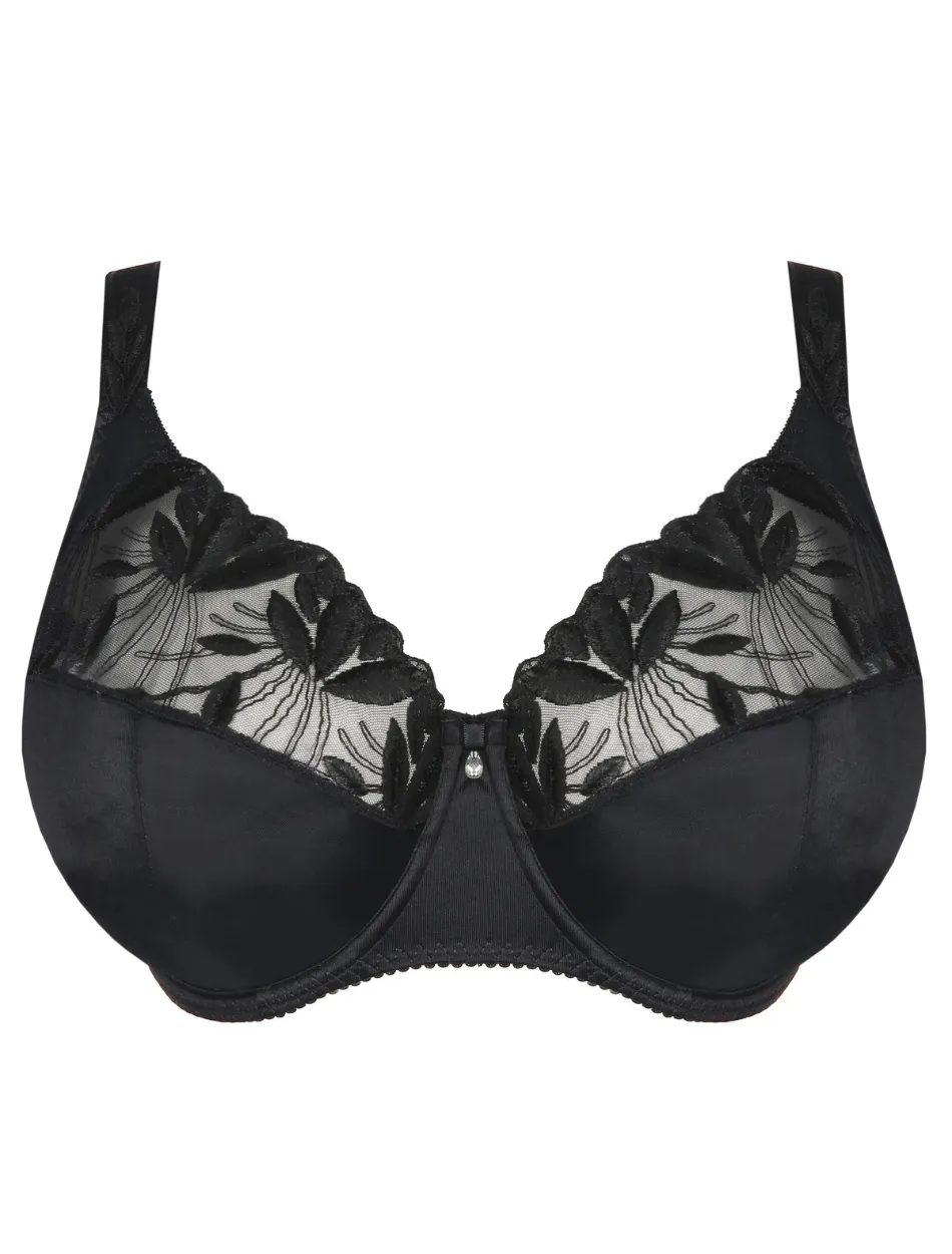 PrimaDonna Orlando Large Cups Full Cup Wire Bra in Charcoal Black | Black Full Cup Primadonna Bra