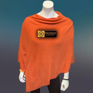 Pumpkin Tibetan Golden Lotus Boat Neck Cashmere Poncho