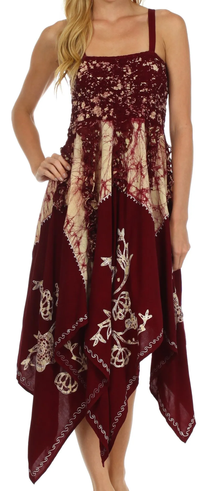 Sakkas Amara Batik Handkerchief Hem Dress