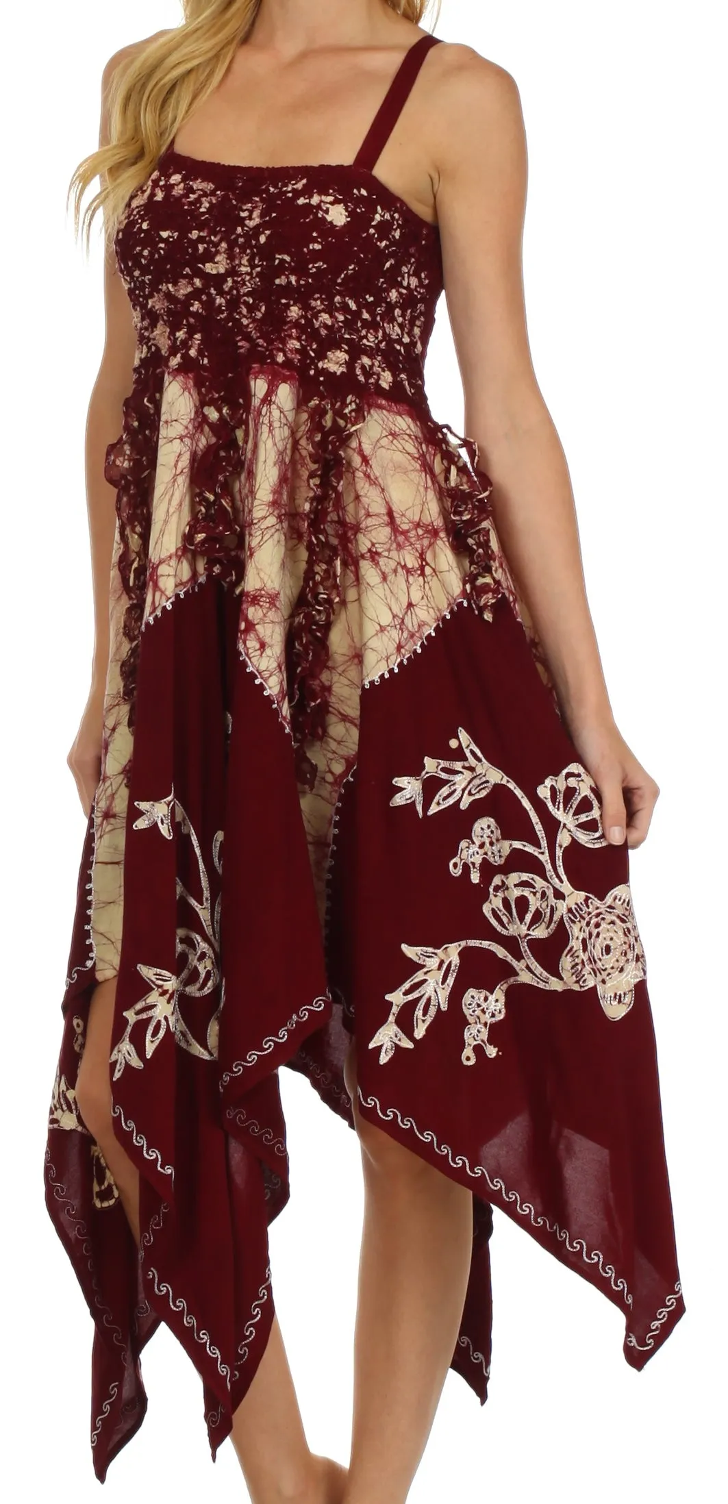 Sakkas Amara Batik Handkerchief Hem Dress