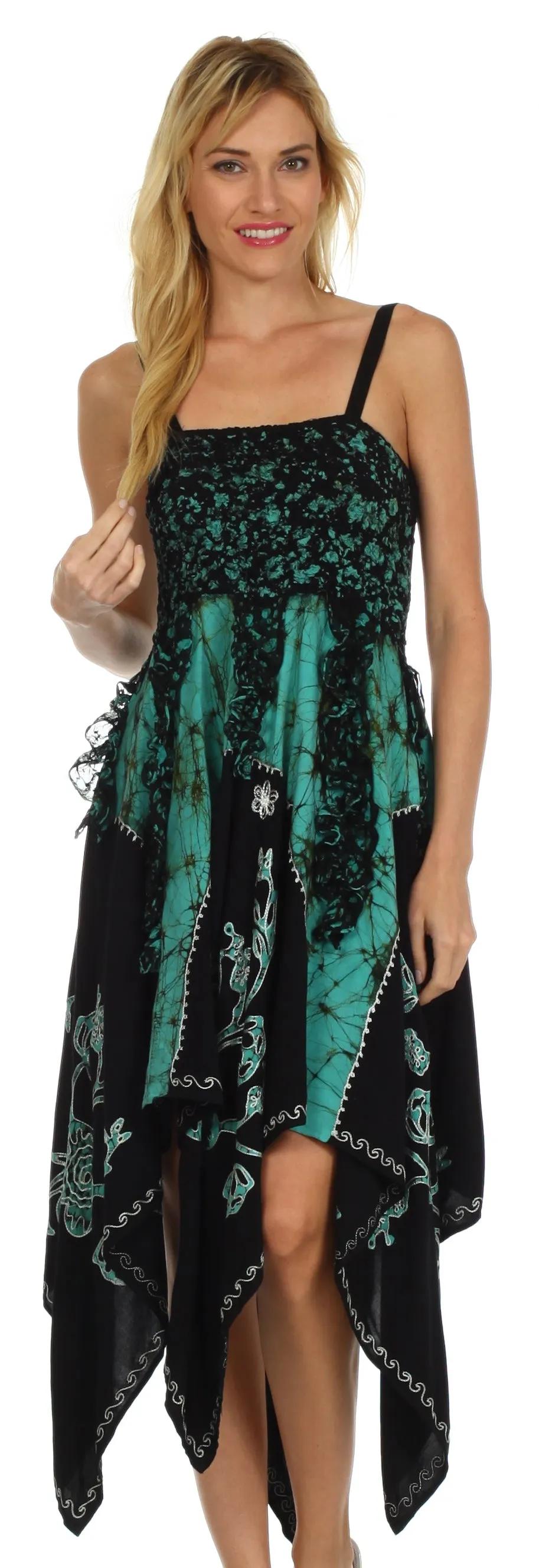 Sakkas Amara Batik Handkerchief Hem Dress